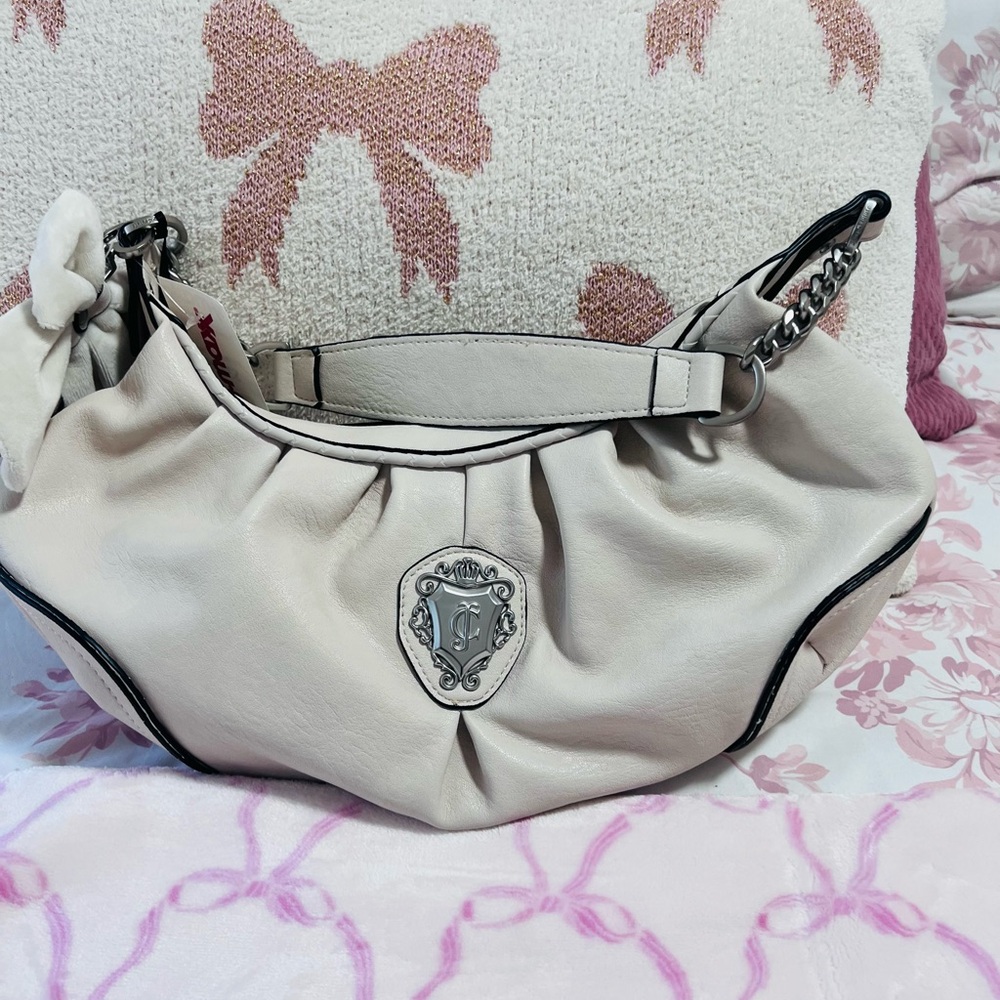 Juicy Couture Romance Hobo Cream Shoulder Bag with Silver Accents